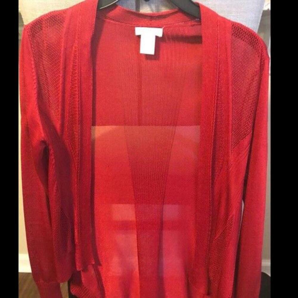 👠🥻❤️CACHE Women's Open Front Cardigan Sz S Red Short Sleeve